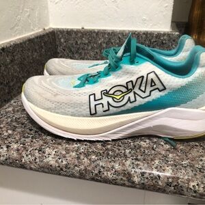 Hoka One One Women's Aqua and White Athletic Shoes